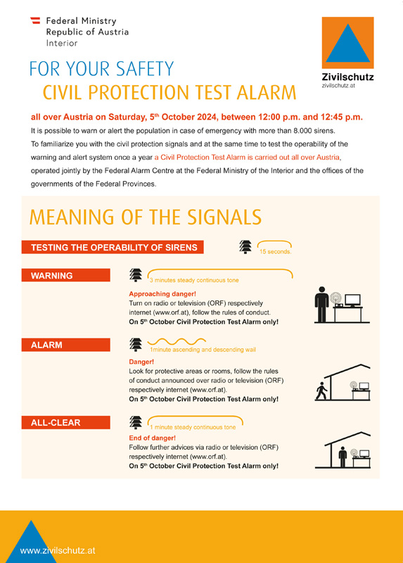 Zivilschutz-Probealarm am 5. Oktober mit erstmaliger Auslsung von AT-Alert