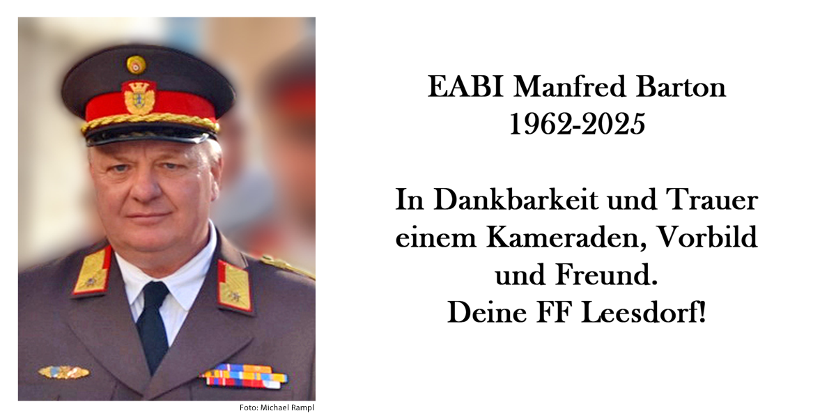 Ableben von Ehrenabschnittsbrandinspektor (ABI) Manfred Barton FF Baden-Leesdorf